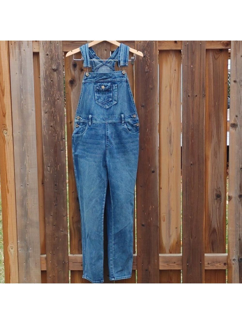 Anna-Kaci California Premium Denim Oversized Overalls Women's Size Small POCKETS